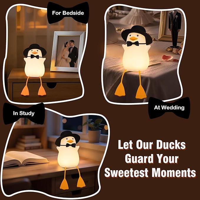 Groom Duck Night Light,Bridal Shower Gifts,Wedding Gifts for Bride/Groom with Timer & Dimmer & Rechargeable for Table Decor,Creative Gift for Newlyweds,Anniversary,Engagement for Him Her Women Men
