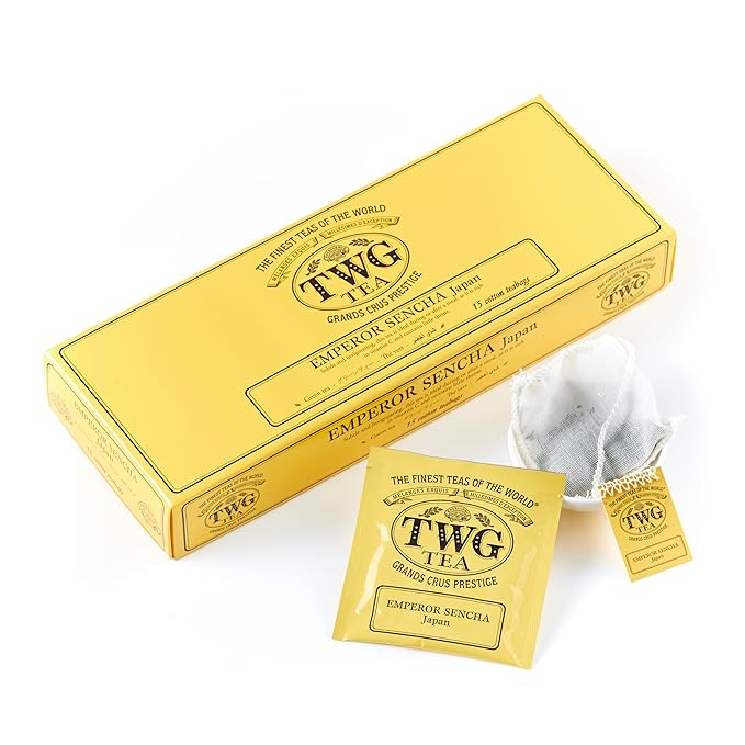 TWG Tea | Emperor Sencha | Green Tea | Japanese Tea | 15 Hand Sewn Cotton Teabags | Gift Set