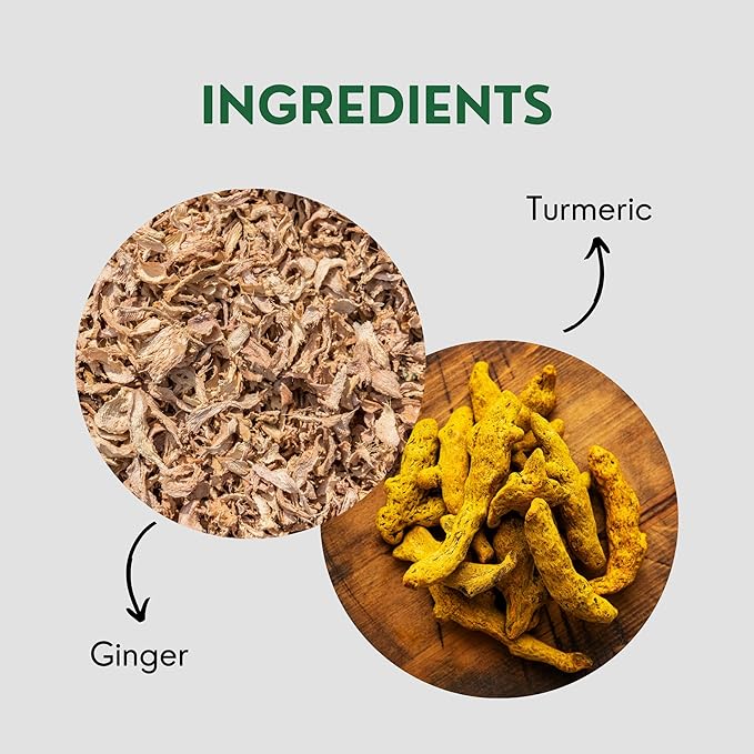 Tealeaf & Co. Turmeric Ginger Herbal Tea - Organic Ginger Turmeric Tea Bags with Fresh Herbs and Spices - Low Caffeine & Gluten Free - 100 Teabags (7.055oz/200gm)