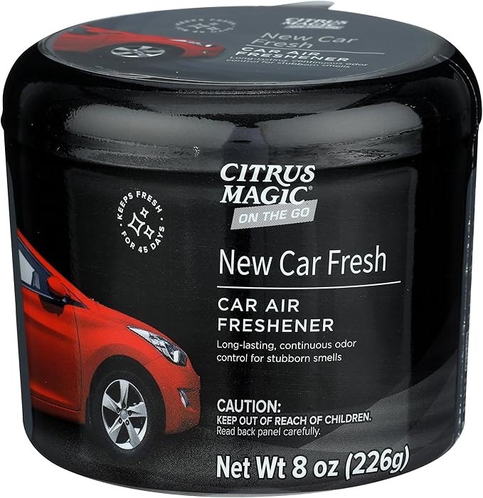 Citrus Magic On The Go Odor Absorbing Solid Air Freshener, Luxurious New Car, 8-Ounce, Pack of 3