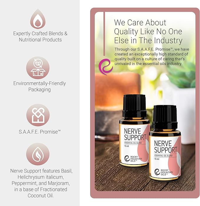 Rocky Mountain Oils Nerve Support Essential Oil Blend with 100% Pure and Natural Essential Oils - Relaxing Aromatherapy Oils for Diffuser, Massage Oil for Massage Therapy - 15ml