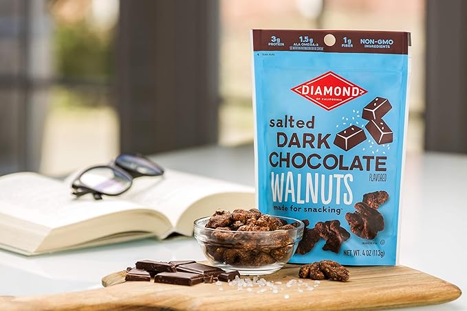Diamond of California Salted Dark Chocolate Walnut Snack Nuts, 4 oz.