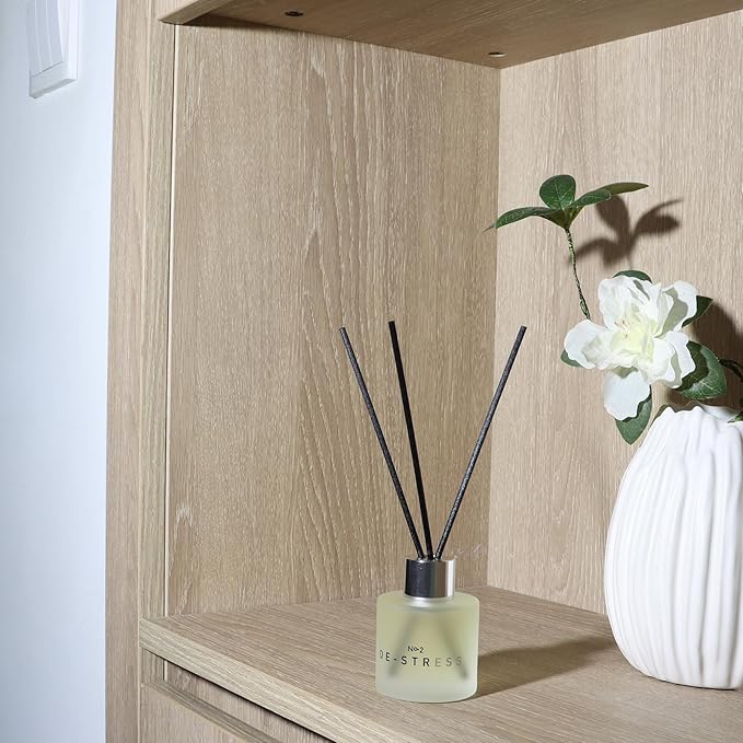 3 Pack Reed Diffuser Set, 5.07 oz Reed Diffusers with 12 Black Fiber Sticks, 150 ml Osmanthus Vanilla Jasmine Air Freshener for Home,Long Lasting up to 90 Days