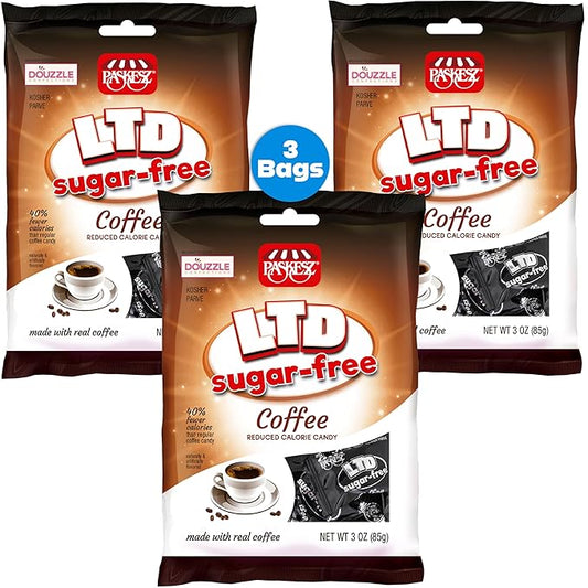 DOUzzle Sugar Free Hard Coffee Candy, Made with Real Coffee (3 Pack) Individually Wrapped - Healthy Low Calorie Snack, Gluten Free, Nut Free - Kosher Parve