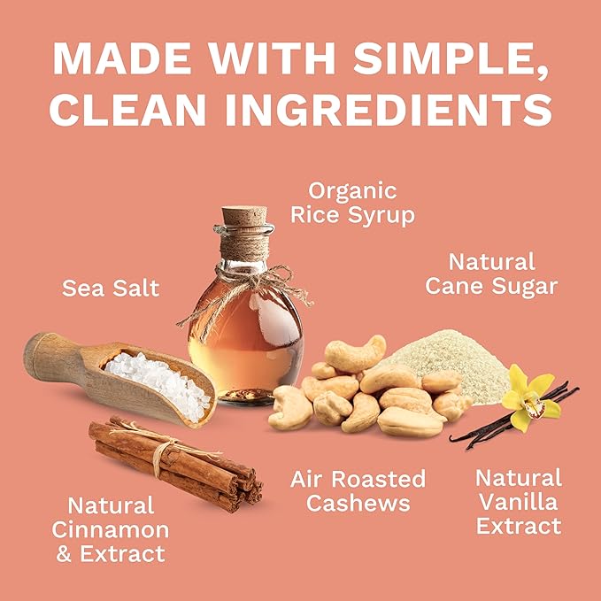 Cinnamon Wrapped Whole Cashews by Karma Nuts, Sweet & Savory, Air Roasted with Natural Skins, 2X more Fiber, Peanut-Free Facility, Kosher, Everyday Nut Snack, 7oz Resealable Bag - 6 pack