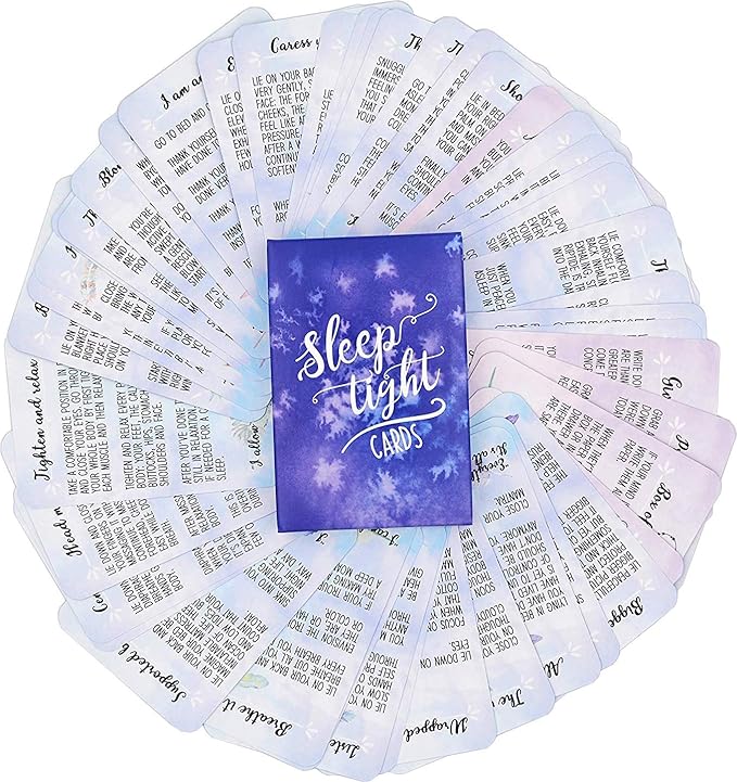 Sleep Tight Cards – 45 Meditation and Mindfulness Cards - Calm Down and Relax & Relief Stress and Anxiety - Self Care, Therapy & Counseling Tool
