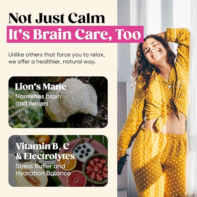 Venture Pal Calming Powdered Drink Mix, Magnesium Glycinate, Ashwagandha, L-Theanine,Vitamin D, Lions Mane, Sugar Free Magnesium Supplement Blend for Relax & Focus, Non GMO, Vegan, On The Go