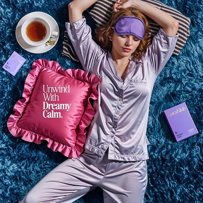 Kura Klub Nighttime Sleep & Relaxation Tea — Chamomile & Passion Fruit Herbal Blend for Stress-Free Evenings, Beauty & Digestion Support — Caffeine-Free, No Microplastics — 14 Biodegradable Teabags