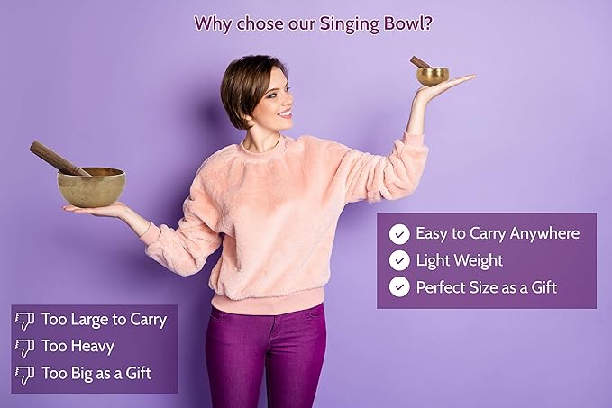 Tibetan Singing Bowl Set - Easy To Play for Beginners - Authentic Handcrafted Mindfulness Meditation Holistic Sound Bowl 7 Chakra Healing Gift by Himalayan Bazaar (4 Inch with Chakra Stones)