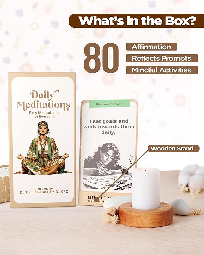 Daily Meditation Affirmation Cards for Men & Women - Positive Motivational Mental Health Therapy - Mindfulness Anti Anxiety & Stress Relief Gift, Inspirational Self Care Gifts 80 Card Deck with Quotes