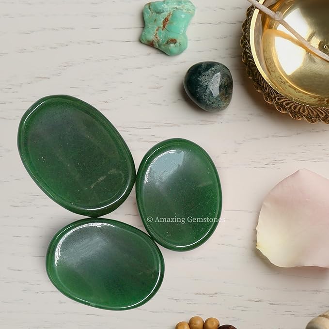 Amazing Gemstone Green Jade Aventurine Worry Stone Crystals and Healing Stones - Worry for Stress Relief Gifts - Piedra Crystal Fidget for Meditation - Unique Stocking Stuffers and Birthday Gifts