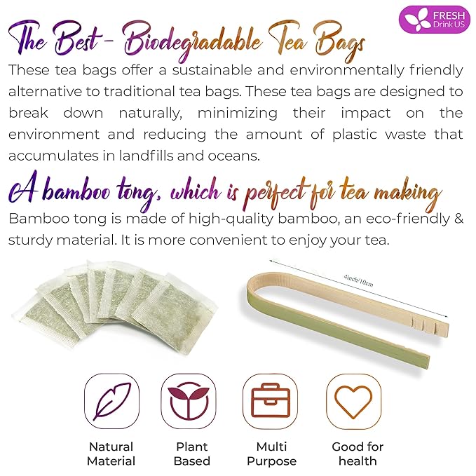 FreshDrinkUS, Premium 135 Chamomile Lavender Tea Bags, 100% Natural Herbal Ingredients, Hand-made Blend of Chamomile Lavender Flowers, Eco-conscious Tea Bags. No Sugar, No Caffeine, No Gluten, Vegan.