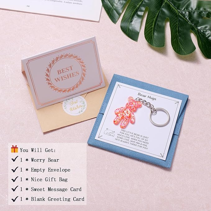 Pocket Bear Hug, Anxiety Relief Gifts for Women Men, Mental Health Positivity Gifts for Anxious Friend, Thinking of You Gift, Comforting Gift for Son Daughter Back to School, Red