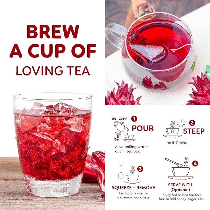 Indochine Blends Loving Tea | Organic Rosemary Tea Bags | Black Tea, Rose, Hibiscus & Organic Rosemary | Sugar-Free, Caffeine-Free Herbal Tea for Relaxation | 4.4 oz | 50 Corn-Fiber Pyramid Bags
