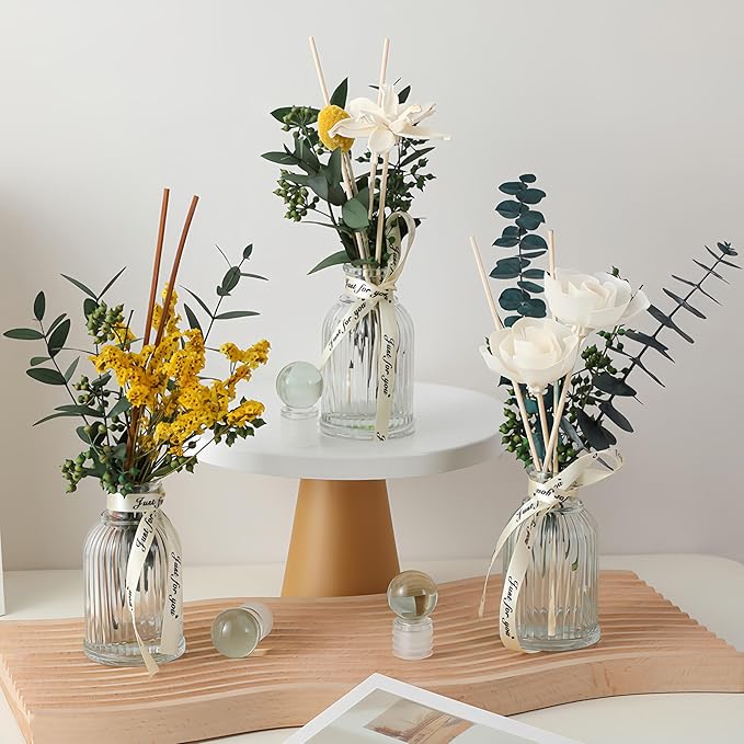 Reed Diffuser of Home Fragrance,Bathroom Diffuser with Sticks, 3.38OZ Essential Oil White Gardeniaer Scented, for Home, Office Aroma