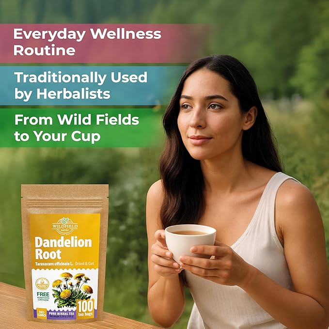 100 Bags Dandelion Root Tea Dandelion Tea Herbal (Taraxacum Officinale) - 100 Count 1.5g Bags Dried Herb Raíz De Diente De León