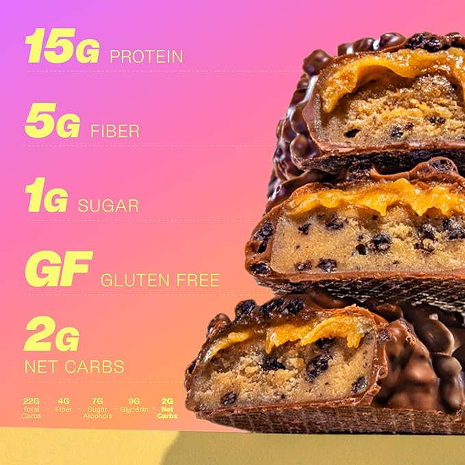 Misfits Protein Bars - High Protein Candy Bars | Gluten Free Plant Based, Low Sugar & Carb, High Fiber Snacks | Variety Pack of 12 (4 Flavors)