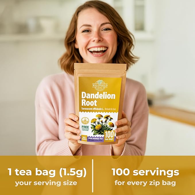 100 Bags Dandelion Root Tea Dandelion Tea Herbal (Taraxacum Officinale) - 100 Count 1.5g Bags Dried Herb Raíz De Diente De León