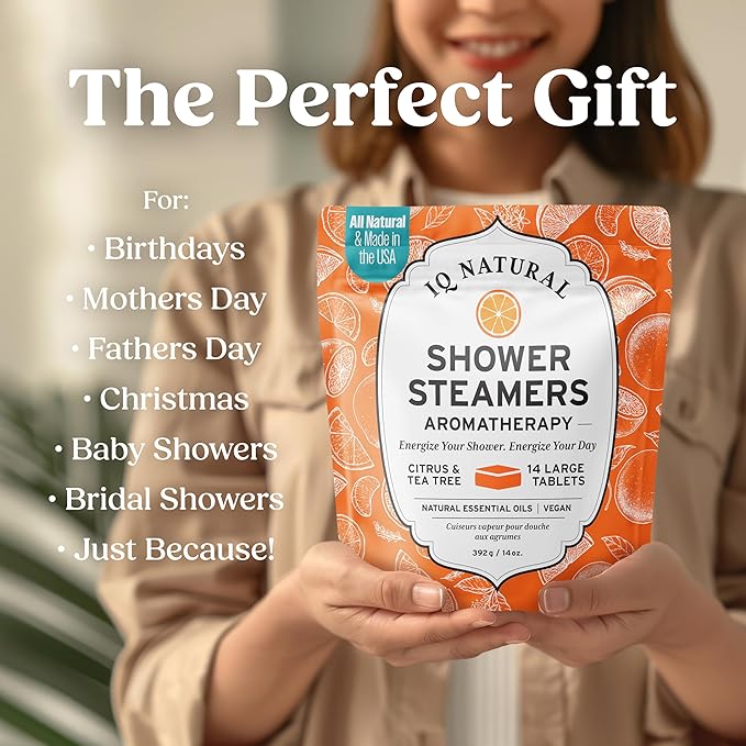 Citrus Shower Steamers Aromatherapy for Women- USA Made - Shower Bombs Aromatherapy for Women, Vapor Shower Tablets, Menthol Shower Scent Steamers Cold and Flu, Organic Shower Steamer