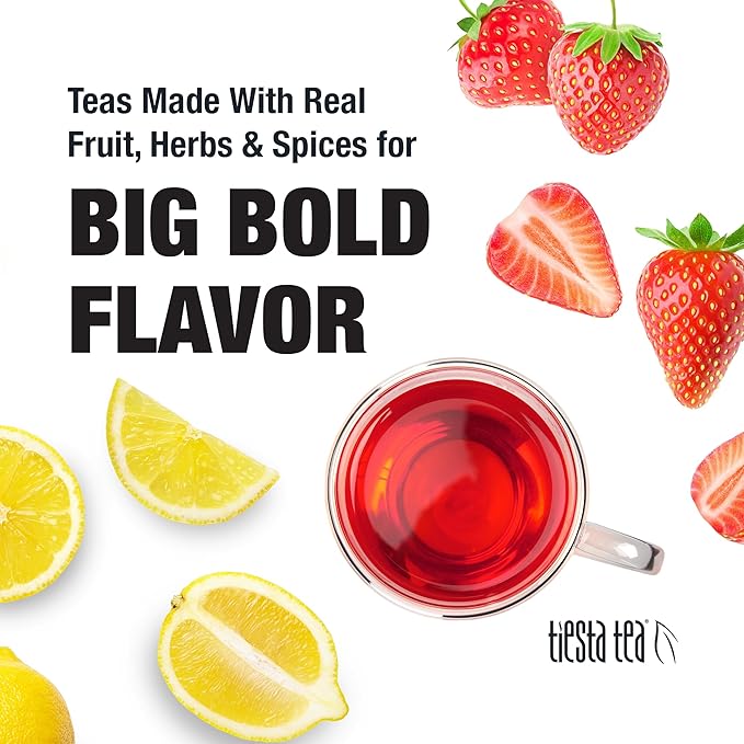 Tiesta Tea - Strawberry Lemonade, Loose Leaf, Strawberry Lemon Herbal Tea, Premium Non-Caffeinated Fruit Blend, Make Hot or Iced, Brews Up to 50 Cups, 4 Ounce Refillable Tin