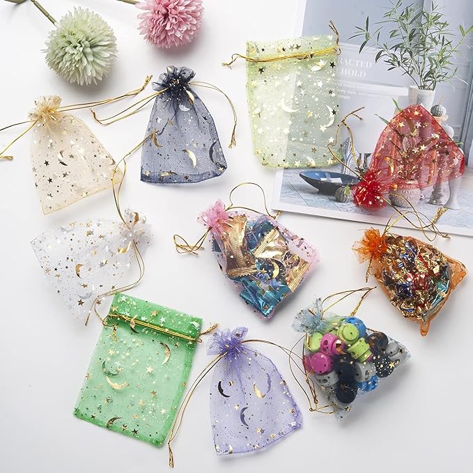 100 Pcs Mixed Colors Organza Gift Bags Small Jewelry Pouches Wedding Jewelry Bag 2x3 Inch Favour bags Lavender Bag for Wedding Birthday Party Christmas Candy Mesh Bags
