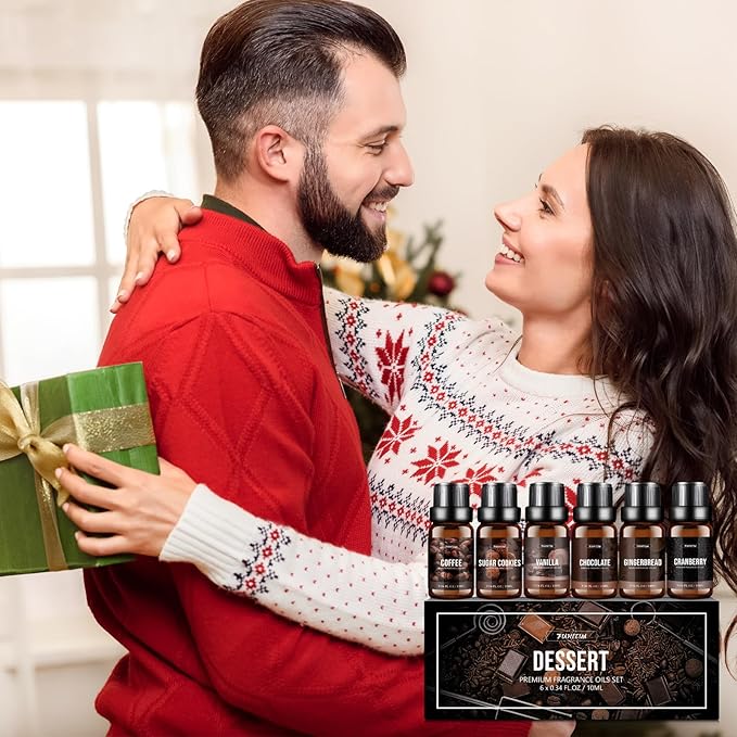 Fragrance Oil Dessert Set, Scented Oil for Soap & Candle Making, Essential Oils for Diffuser-Coffee, Vanilla, Chocolate and More(6 * 10ML), for Halloween, Thanksgiving