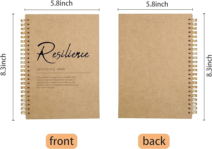 Inspirational Spiral Notebook,Inspirational Journal,Inspirational Journal for Women Men Writing,Resilience Spiral Notebook 8.3×5.5 Inch Kraft Paper