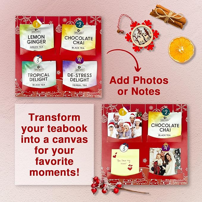 BREWIX, Tea Advent Calendar 2025 | 24 Pyramid Tea Bags - Luxury Gift Box | Selection of 24 Delightful Black/Green Teas and Infusions | Christmas Gift Idea for Men and Women