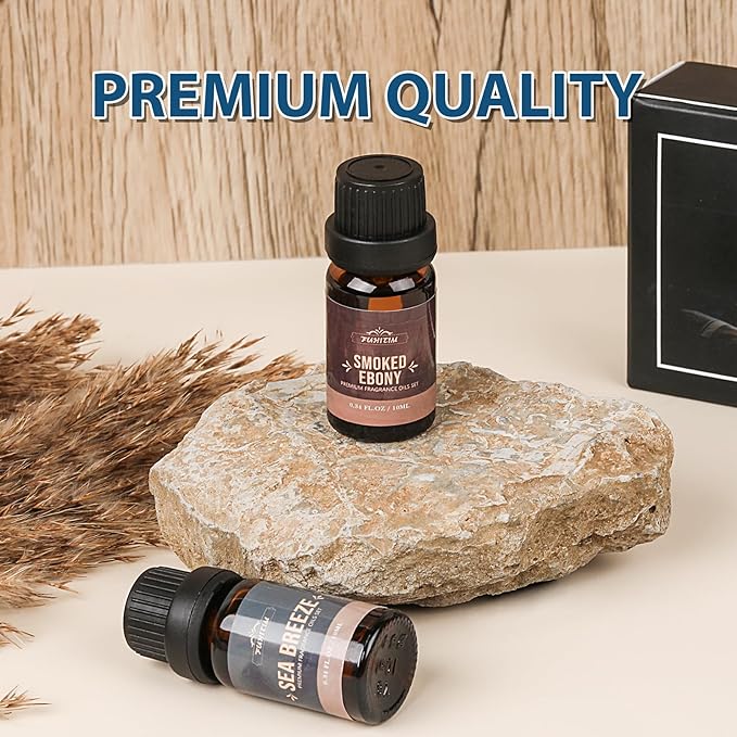 Fragrance Oil, Charming Men's Set Diffuser Oil for Home, Soap & Candle Making Scents, Aromatherapy Essential Oils -Sea Breeze, Fireside Vanilla, Cedar and More(6 * 10ML)