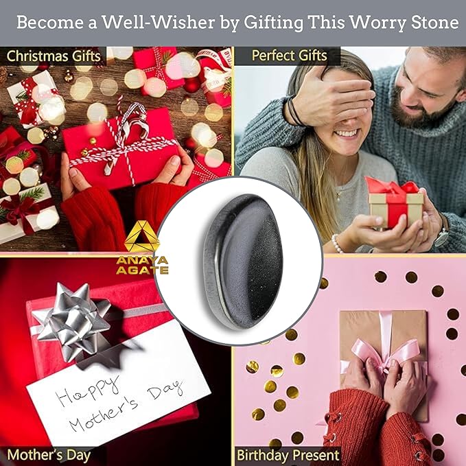 Hematite Worry Stones – Crystal Thumb Worry Stone for Anxiety, Stress – Relaxing and Soothing Balance Stones for Meditation, Stress Relief – Healing Stones and Crystals for Men and Women