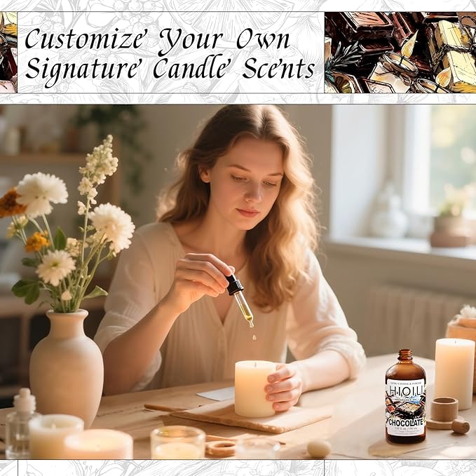 HIQILI Chocolate Fragrance Oil for DIY Candle, Soap & Bath Salts Making, Long Lasting Scents for Home Essential Oil Diffuser - 5.07 Fl Oz