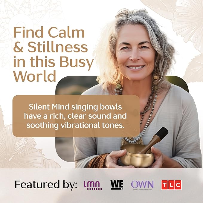 Tibetan Singing Bowl Set with Case – Authentic Plain Design – Complete Meditation Bowl Kit with Cushion, Mallet, Box & Guide – Perfect Tibetan Bell for Yoga, Relaxation, & Sound Healing