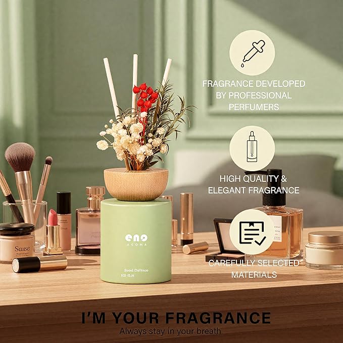 Reed Diffuser Set with Really Dried Flowers, Essential Oils Scented Diffuser with Sticks, Air Fresheners Home Fragrance for Bathroom Shelf Decor & Gift, 5.1oz / 150ml