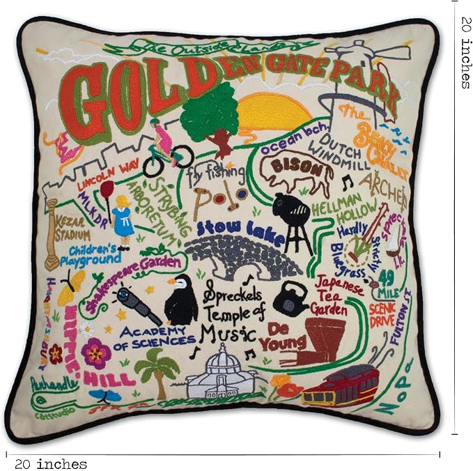 Catstudio Golden Gate Park Embroidered Decorative Throw Pillow