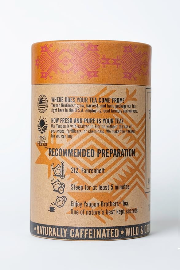 Yaupon Brothers Spiced Peach Yaupon Tea - 16 Eco-Friendly Yaupon Peach Tea Bags Crafted from Organic Peach Green Tea Ingredients & Antioxidant Rich - Pure Peach Tea Leaves in Fiber Bags