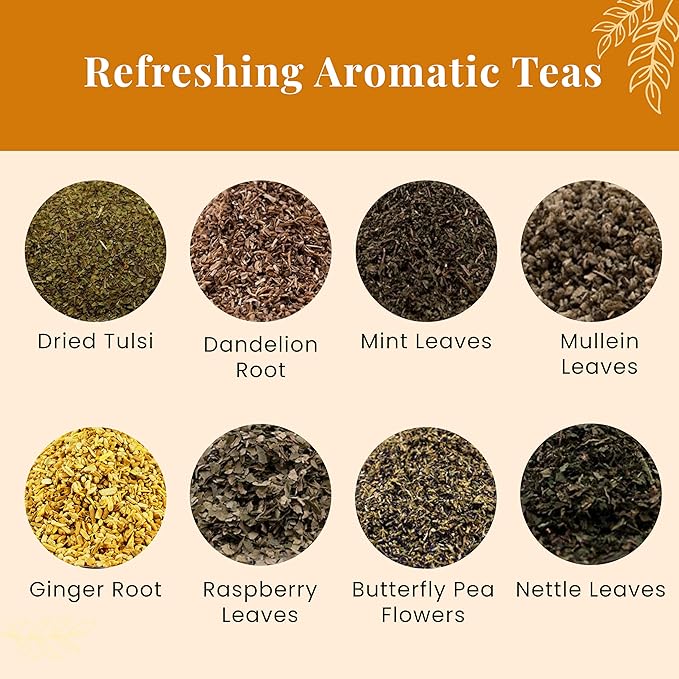 Loose Leaf Tea Set | Upto 450 Servings | Set of 8 teas for Wellness and Flavor Enthusiasts | Experience Blissful Infusion & Refreshing Aromatic Teas! | 100% Natural Ingredients | by Yogi's Gift®