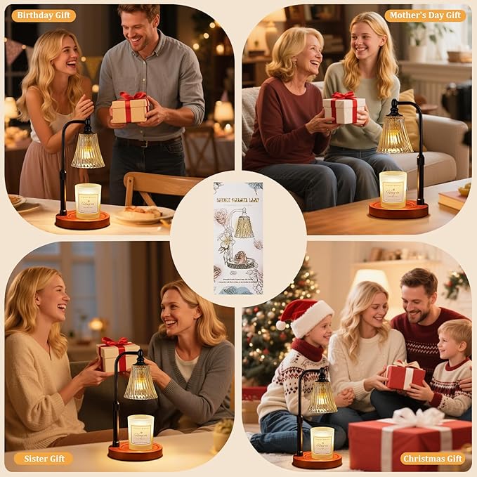 Black Walnut Candle Warmer Lamp with Timer Dimmable,Birthday Gifts for Women,Adjustable Height Wax Melt Warmer for Jar Candles,House Warming Gifts New Home,Ideal for Office,Bedroom Home Decor