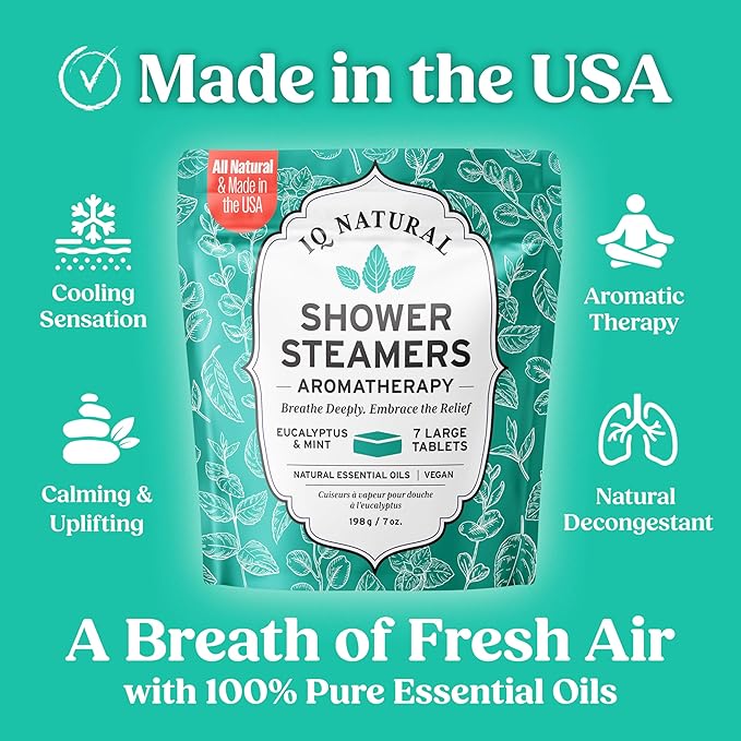 Eucalyptus Shower Steamers Aromatherapy for Women- USA Made - Shower Bombs Aromatherapy for Women, Vapor Shower Tablets, Menthol Shower Scent Steamers Cold and Flu, Organic Shower Steamer