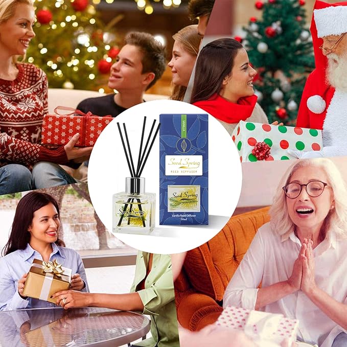 Reed Diffuser Set with Sticks,Vanilla Scent Oil for Bedroom Office Gym and Stress Relief, Home Fragrance Products 50 ml / 1.7 oz