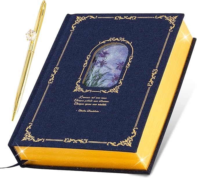 Thick Journal Notebook for Women & Girls, 360 Pages A5 Writing Journaling Notebook with Paintings, Women Journal for Writing, Vintage Journal with Gift Box & Pen for Women Gift Ideas (Midnight Blue)
