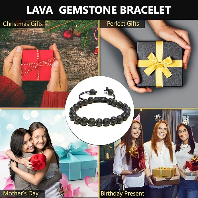 Energy Protection Crystal Handmade Adjustable Bead Bracelet Perfect for Men, Women’s Gift - Gemstone Healing Stretch Bracelet Pulsera Para Hombre Mujer Stocking Stuffer