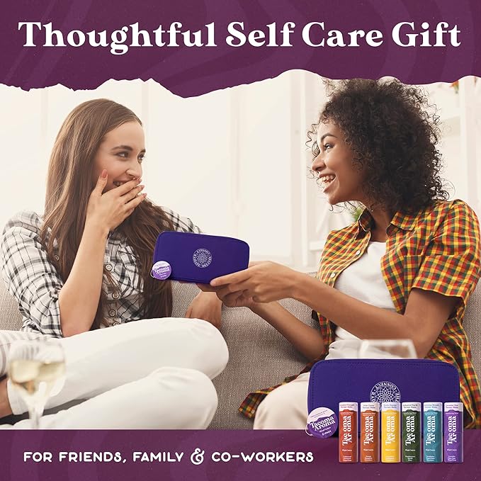 Aromatherapy 6 Pack of Essential Oils Balm Sticks In Travel Case | Aromatherapy Balms Gift Set of Pure Essential Oil Blends | Perfect Mindfulness Gift and Stress Relief Gifts for Women and Men