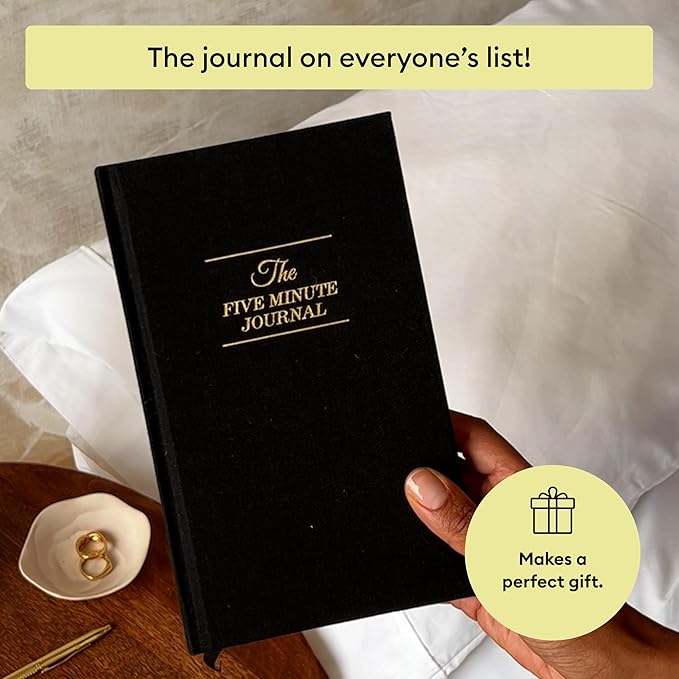 Intelligent Change The Five Minute Journal, Original Daily Gratitude Journal 2025, Reflection & Manifestation Journal for Mindfulness, Undated Daily Journal with Gold Foiling, Plastic-Free, Black