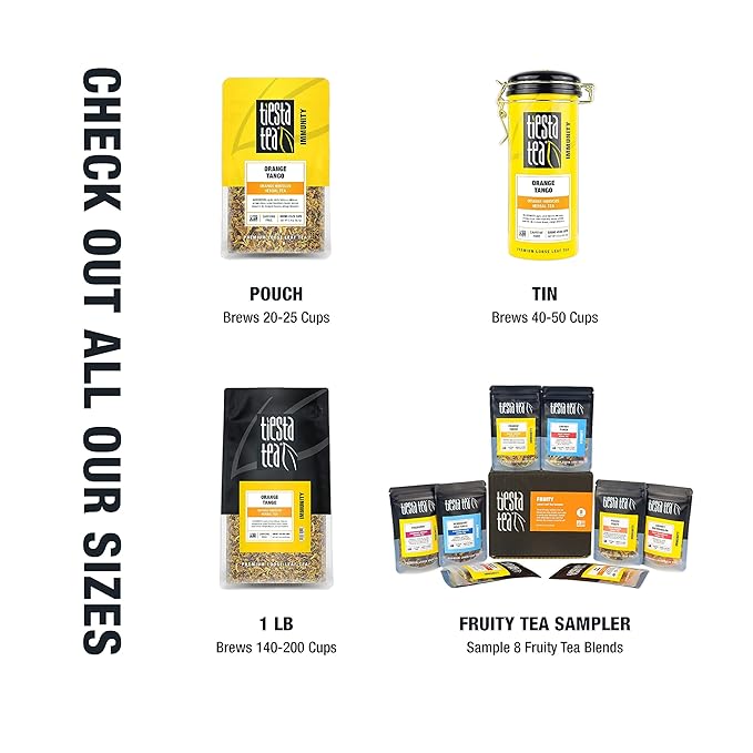 Tiesta Tea - Orange Tango, Loose Leaf, Orange Hibiscus Herbal Tea, Premium Non-Caffeinated Fruit Blend, Makes Hot or Iced & Up to 25 Cups, 2oz Resealable Pouch