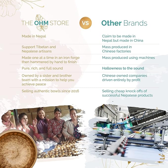 Ohm Store Tibetan Singing Bowl Set — Meditation Sound Bowl Handcrafted (3.5″ Gift Box)