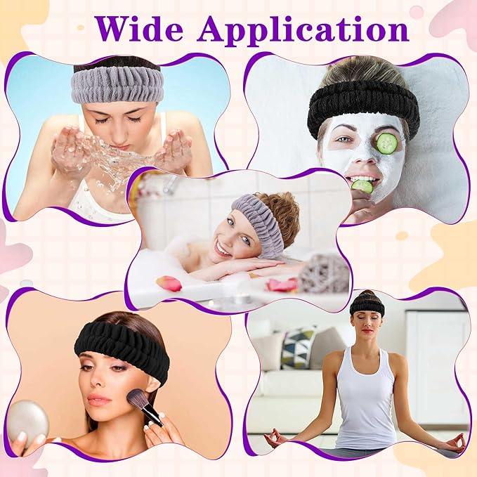 Spa Headband, Makeup Headband for Washing Face,Hair Bands Men,Black and Grey