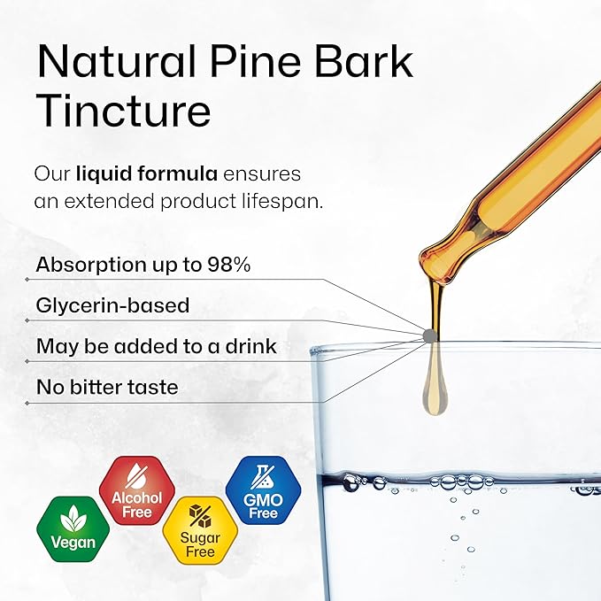 BIO KRAUTER Pine Bark Extract - Rich in Antioxidants Liquid Supplement - 400 mg French Maritime Pine Bark Extract Drops - Vegan, Alcohol & Sugar Free - 2 Fl Oz