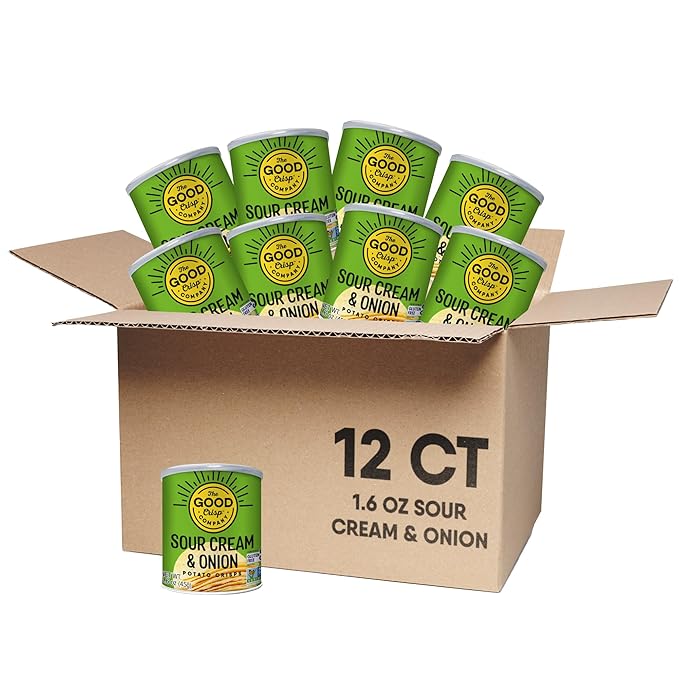 The Good Crisp Company, Good Crisps Minis (Sour Cream and Onion, 1.6 Ounce, Pack of 12) Non-GMO, Allergen Friendly, Potato Chip Snack Pack, Gluten Free Snacks