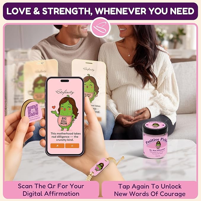 New Mom Affirmation Cards - Positive Pickle Postpartum Gift For New Mothers, Stress Relief Gifts For Pregnant Women, Birth Affirmations Mom Essentials Care Package After Birth Recovery