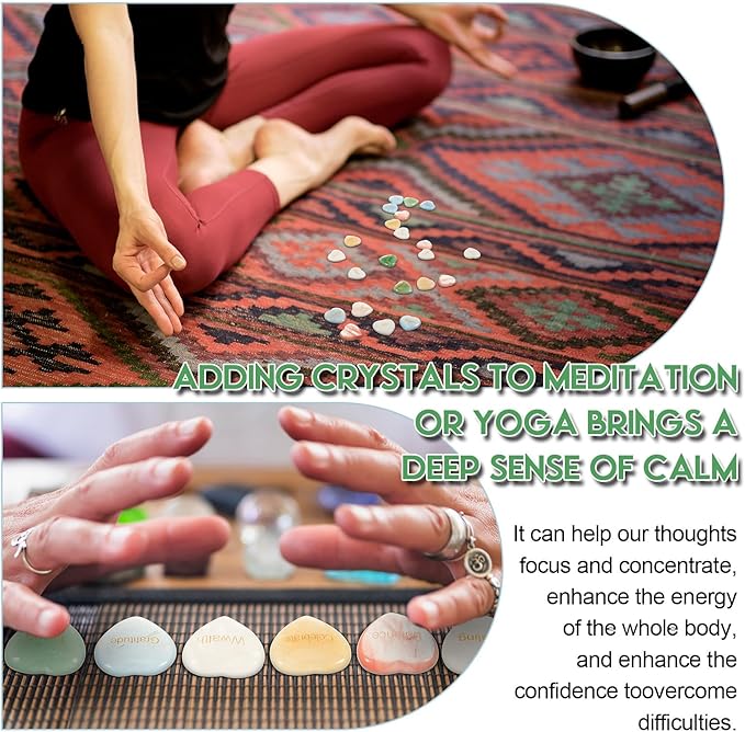 Fabbay 30 Pcs Heart Inspirational Stones, Heart Stones with 30 Different Words, Engraved Worry Rocks Bulk As Meditation Decorations, Party Gifts for Encouragement Friends Family (0.8 Inch)